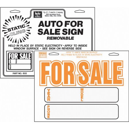 Hy-Ko Auto For Sale Sign 9" x 12", 10PK A00259